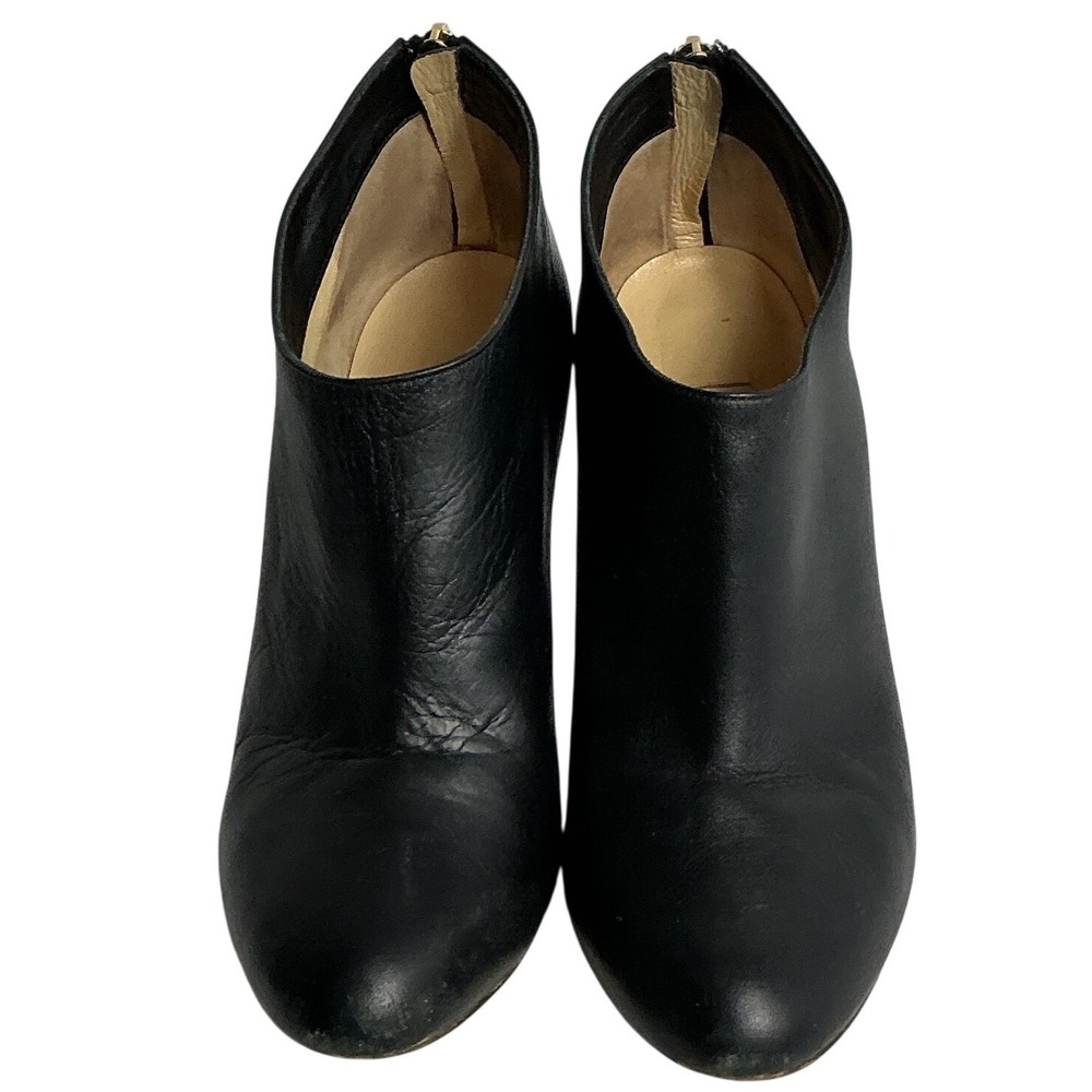Jimmy Choo Black Leather Ankle Booties Stiletto Heel Zip Back Size 39 Italy